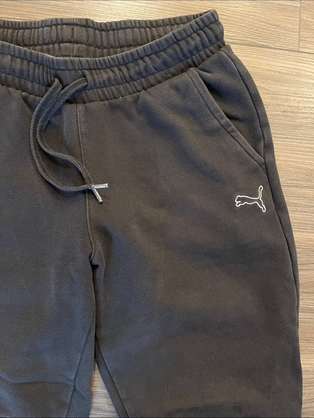 Puma Medium Thick Black Jogger Sweatpants with White Logo